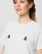 Miss Selfridge - Hvid grafisk T-shirt med juletræer