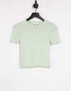 Topshop - Salviegrøn T-shirt med bølgede kanter