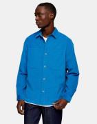Topman - Oversized overskjorte i blå mikrofløjl