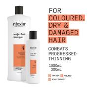 NIOXIN Scalp and Hair Thickening System 4 Shampoo for Coloured Dry and Damaged Hair with Progressed Thinning 1L