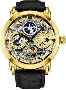 Stührling Original Herreur 3924.2 Legacy Skeletskåret/Læder Ø46.2