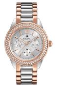 Bulova Dameur 98N100 Crystal Sølvfarvet/Rosaguldtonet stål Ø38 mm
