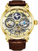 Stührling Original Herreur 371A.03 Legacy Skeletskåret/Læder Ø45