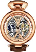 Stührling Original Herreur 3919.3 Legacy Skeletskåret/Læder Ø49 mm