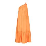 Orange Asymmetrisk Kjole med Off-Shoulder Design