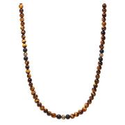 Beaded Necklace with Brown Tiger Eye and Gold