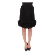 Black Silk Transparent Above Knees Skirt