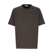 Brun Bomuld T-shirt med Logo Broderi