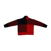 Rød højhalset Merinouldssweater