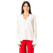 Silkeskjorte med rynker - Størrelse 42, Farve: Hvid