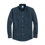 Mørkegrøn Regular Fit Non-Iron Stretch Bomuldsskjorte med Button-Down Krave