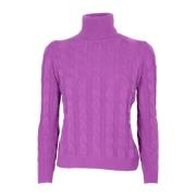 Lilla Cashmere og Uld Dolcevita Sweater