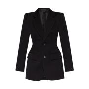 Sort Uld Blazer med Notch Revers