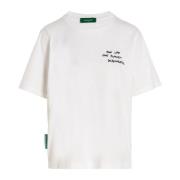 Hvid Broderet Bomuld T-shirt til Kvinder