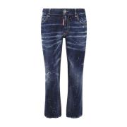 Mørkeblå Cropped Flared Jeans