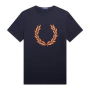 Grafisk Crew Neck T-Shirt med Flock Laurel Wreath