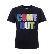 Sort Bomuld T-Shirt med Multicolor Come Out Print
