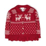 Rød Multi Rensdyr Sweater Cardigan