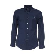 Slim-Fit Bomuldsskjorte med Button-Down Krave