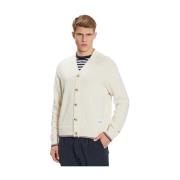 CARDIGAN GLOBAL STRIPE AFSLAPPET PASFORM MED LOGO