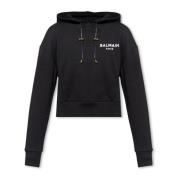 Cropped hoodie med logo