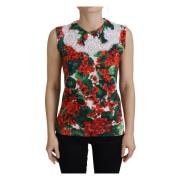 Hvid Blomstret Uld Blonde Vest Tank Top