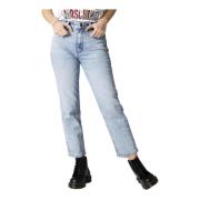 Klassisk Blå Straight Jeans til Kvinder