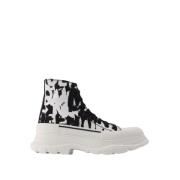 Hvide Stof Platform Sneakers