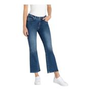 Autentiske Flare Cropped Jeans - Medium Blå Denim