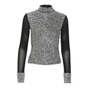 Sort Mesh Diamant Top