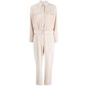 Beige Corduroy Jumpsuit med Bælte