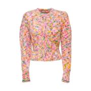 Multifarvet Kort Cardigan Sweater