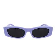 Geometriske solbriller i lilla med mørke røgfarvede linser