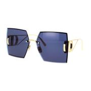 Solbriller med firkantet stel og blå linser