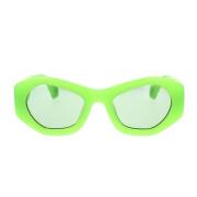 Geometriske grønne solbriller med modigt design