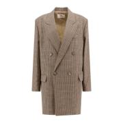 Beige Blazer med Peak Revers