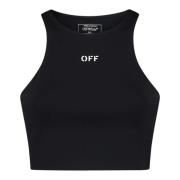 Sort Crop Top med Logo Print