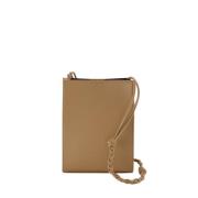 Beige Læder Crossbody Taske