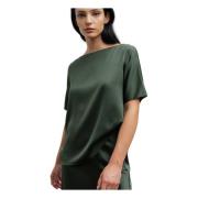 Silkebluse i Army Green