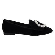 Sorte Velvet Krystal Loafers Flats Sko