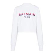 Flocked Paris cropped sweatshirt