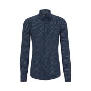 Innovativ Slim Fit Kent Krave Skjorte med Monogram Print