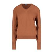 Beige Cashmere Sweater med Ribbed Finish