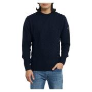 Ensfarvet uld- og cashmere-sweater med flettedetalje