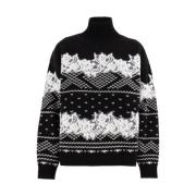 Stribet Turtleneck Pullover i Uld