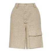 Linned Shorts med høj talje og brede ben