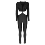 Lycra Jumpsuit med Dyb Halsudskæring