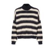 Stribet Mohair og Uld Sweater