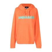 Logo Print Hoodie i Orange