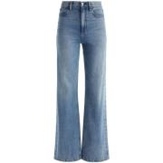 Blå Højtaljede Jeans i Denim